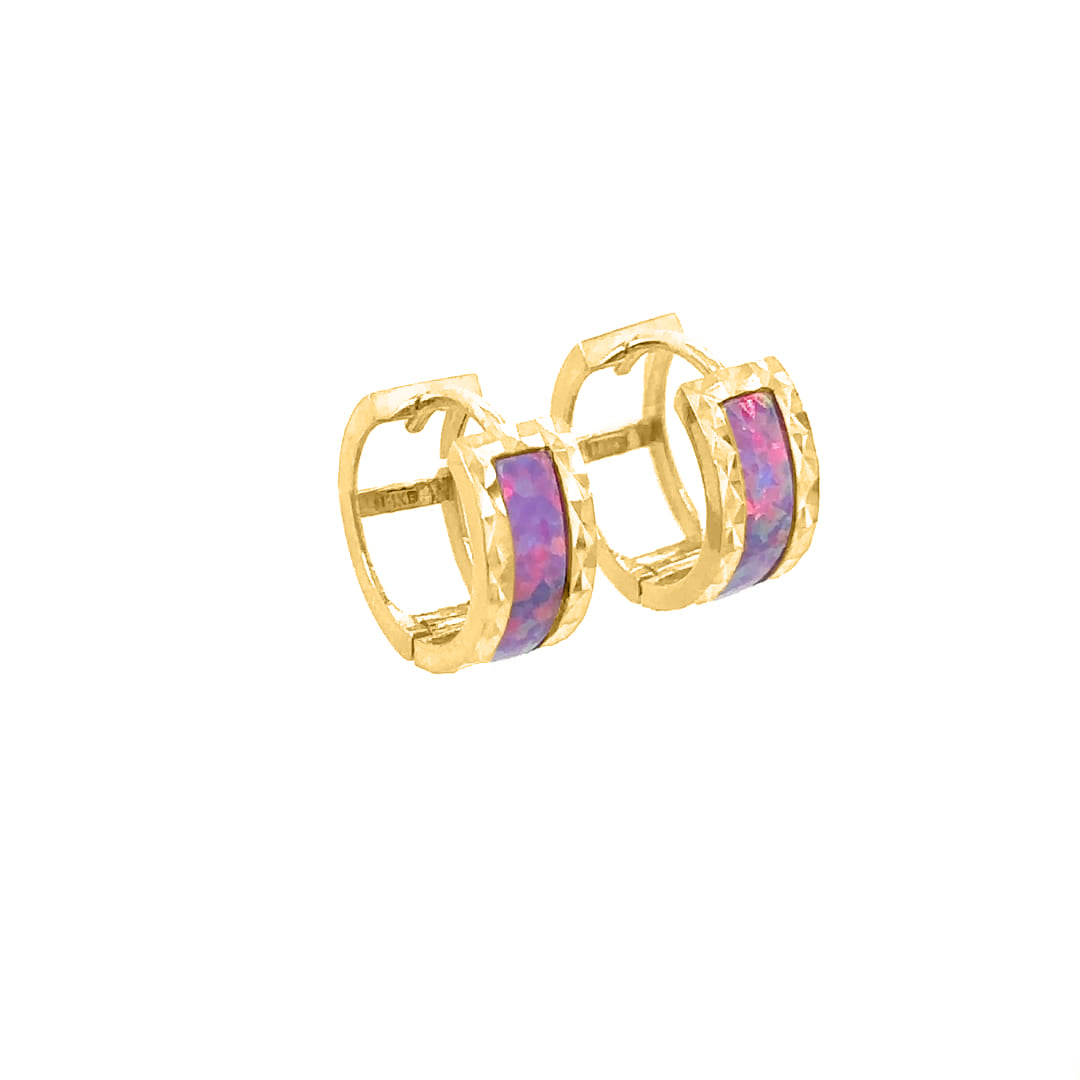 Opal Gemstone 14K Solid Yellow Gold Hoop Earrings for Women