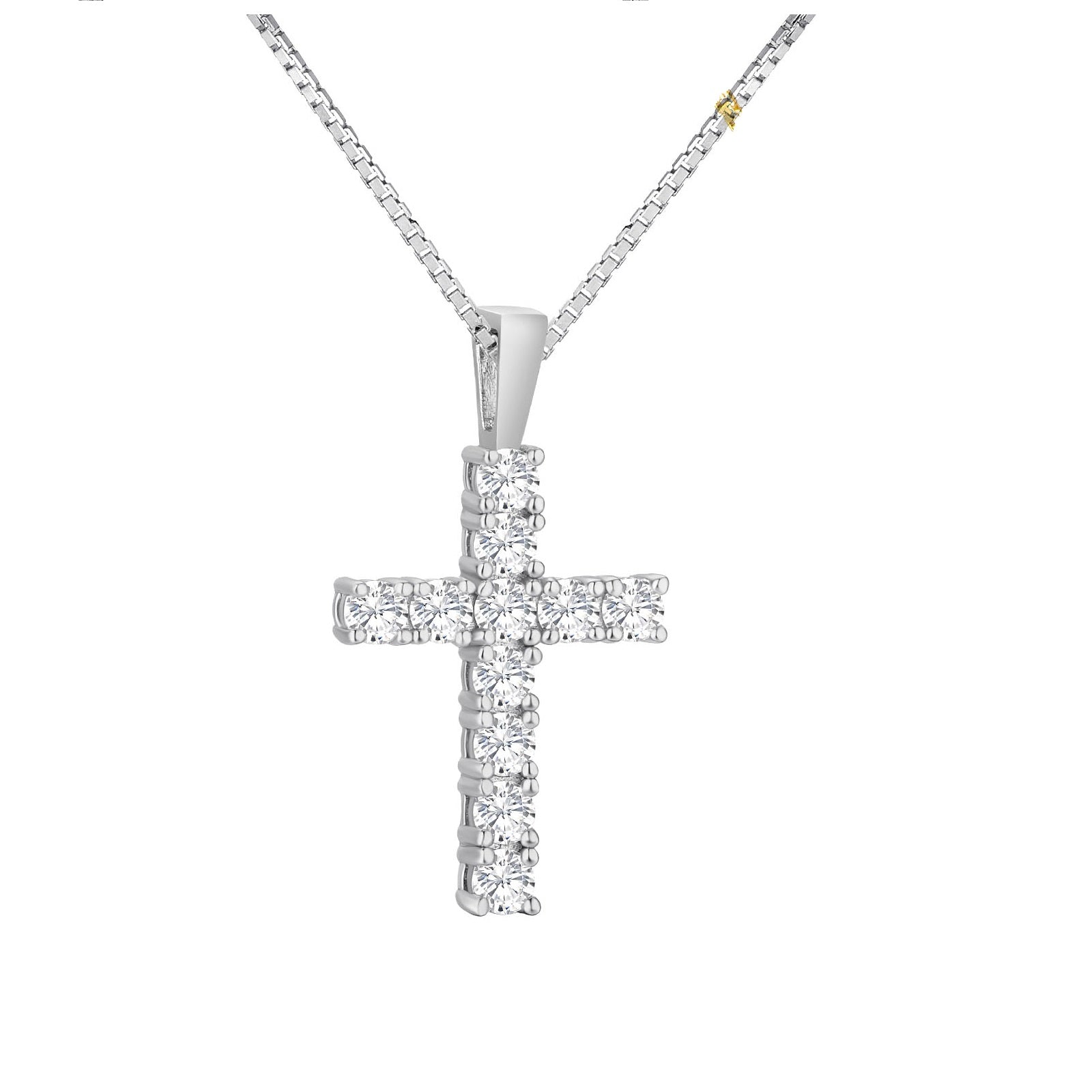 0.70 Ct Mossanite Cross Pendant Necklace for Men Women
