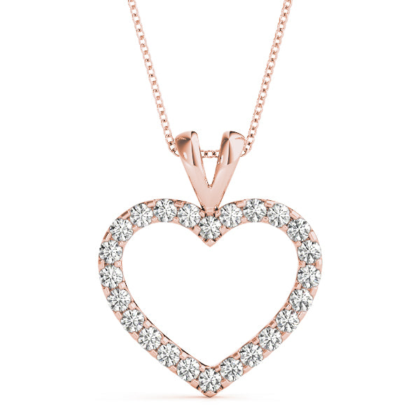 1/2 Ct Heart Pendant FG/VVS1 Diamond Chain Necklace In 14K Gold