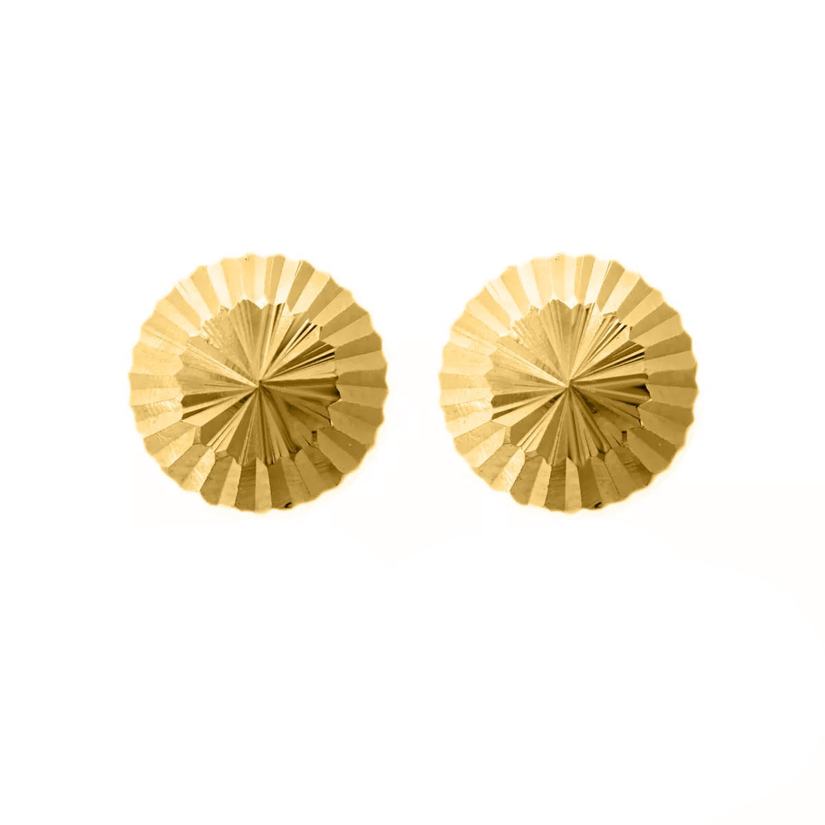 3mm 14k Yellow Gold Half Ball Diamond Cut Push Back Earrings