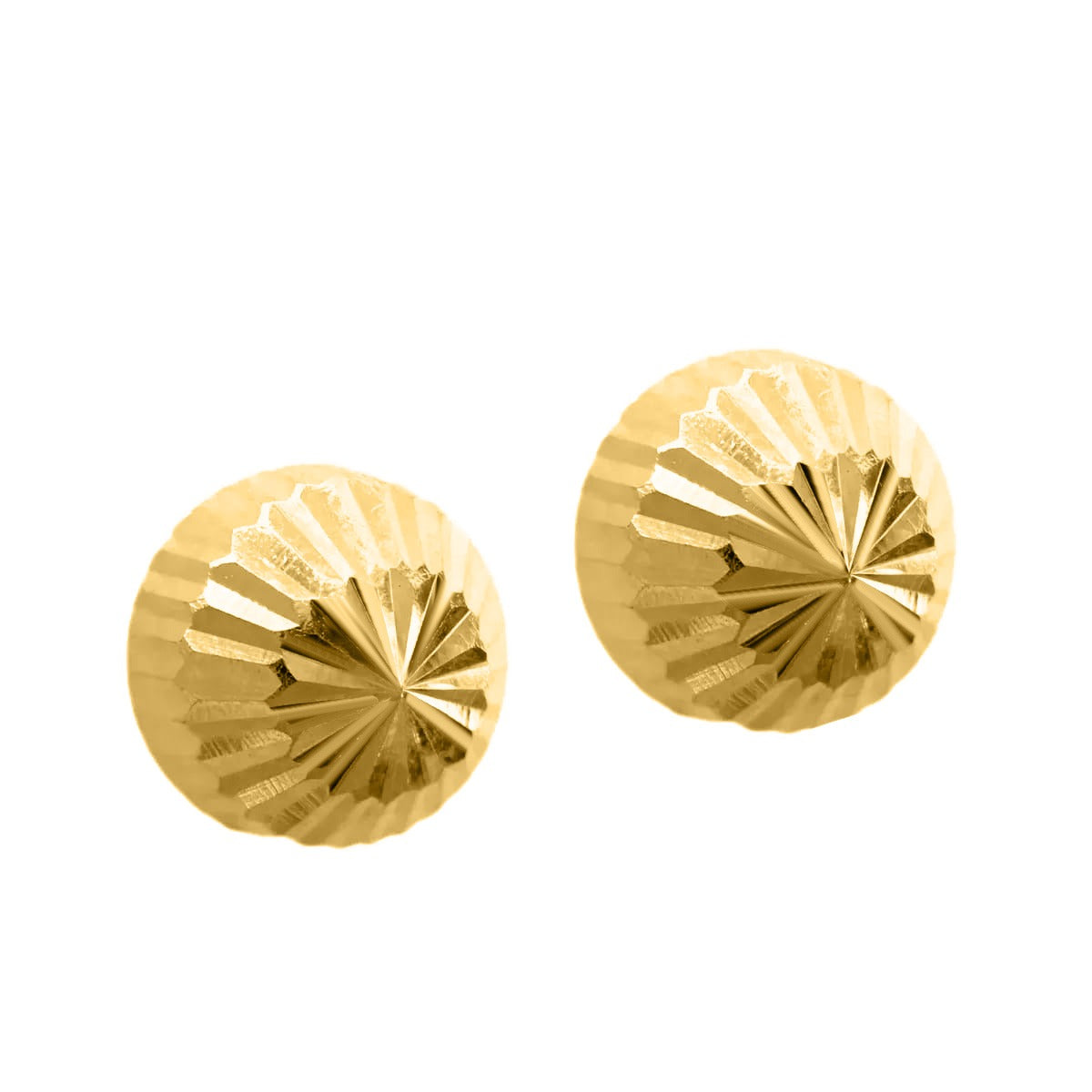 3mm 14k Yellow Gold Half Ball Diamond Cut Push Back Earrings