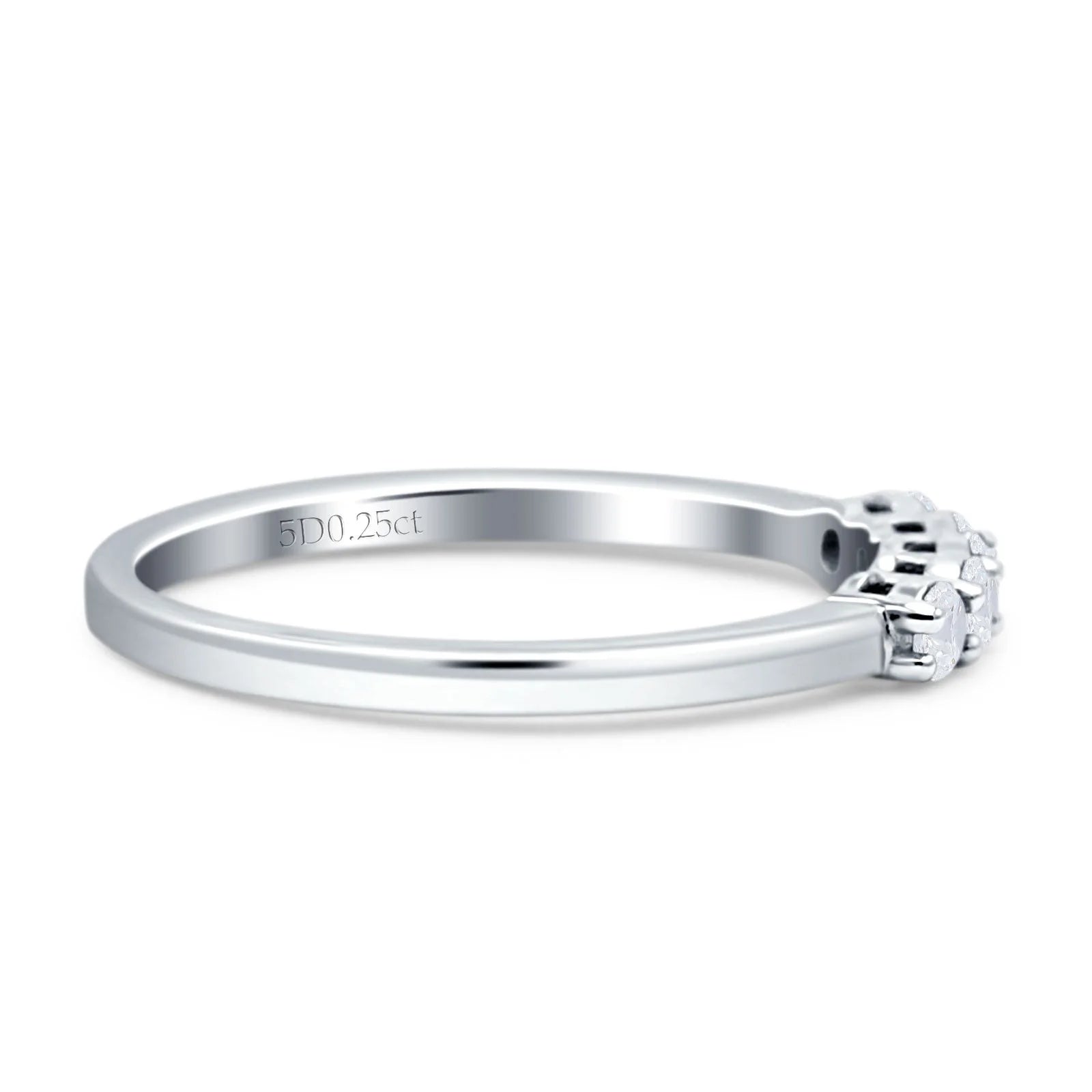 0.25 Ct Natural Diamond Five Stone Engagement Wedding Rings In 14K Solid White Gold