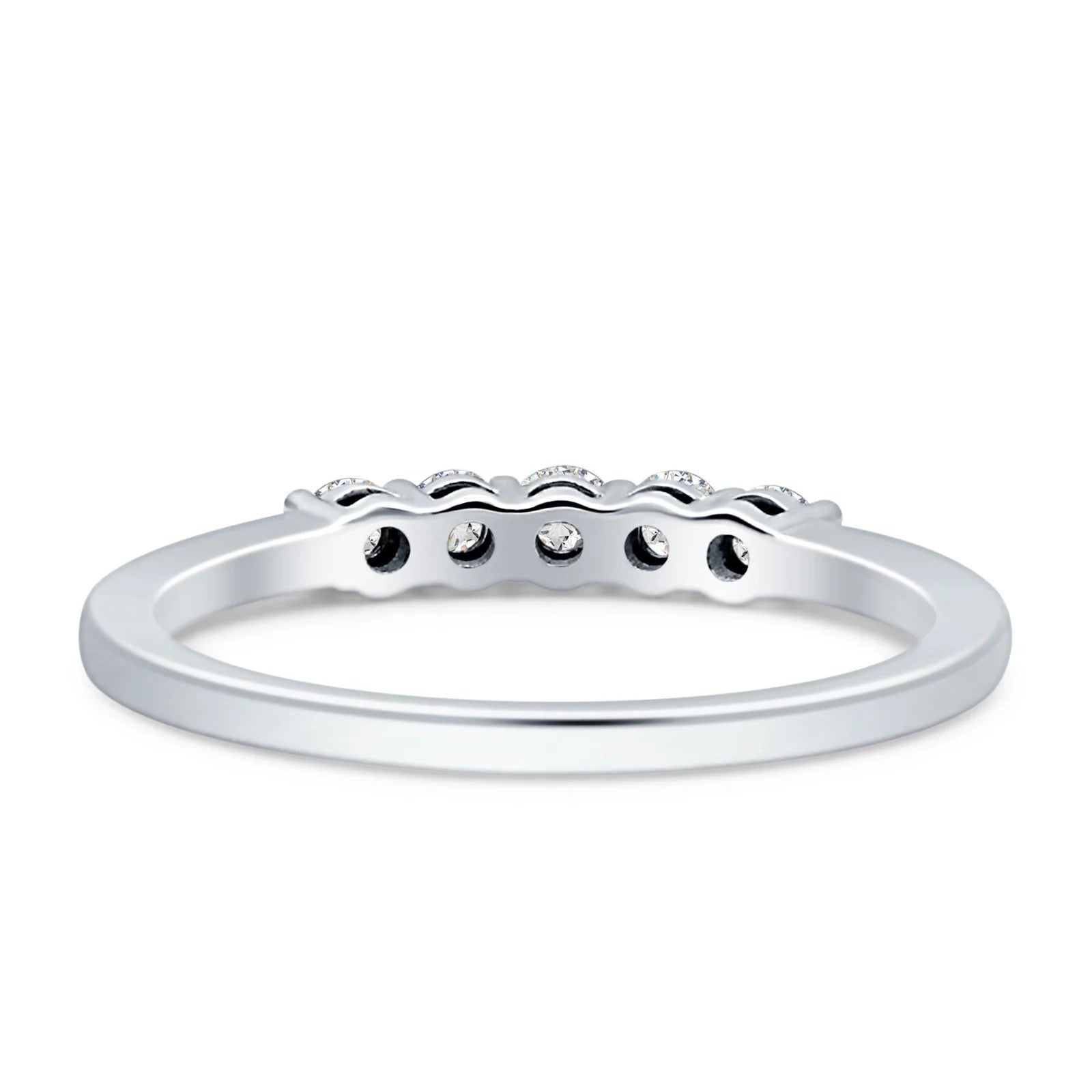 0.25 Ct Natural Diamond Five Stone Engagement Wedding Rings In 14K Solid White Gold