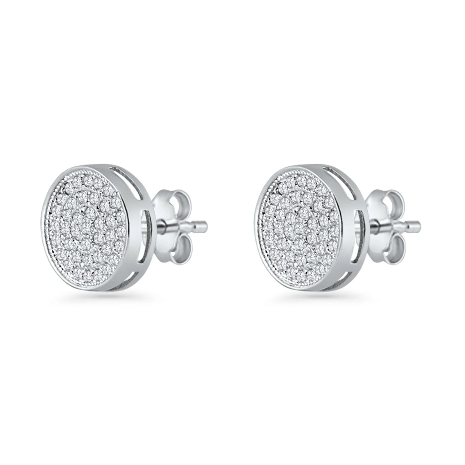 Round Cluster Cubic Zirconia Stud Earrings in 925 Sterling Silver