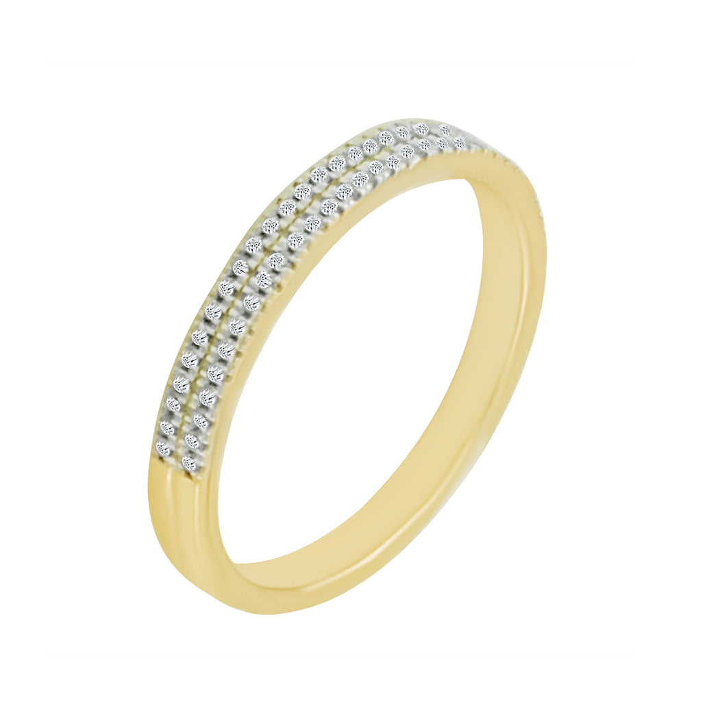 0.13 Ct Natural Diamond Two Tone Wedding Band In 14K Solid White & Yellow Gold