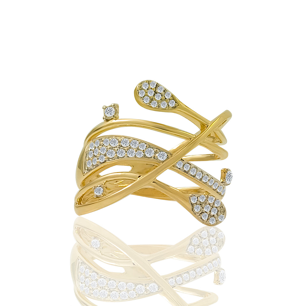 0.41 Ct GH/SI Natural Round Diamond Wedding Engagement Rings In 14K Yellow Gold