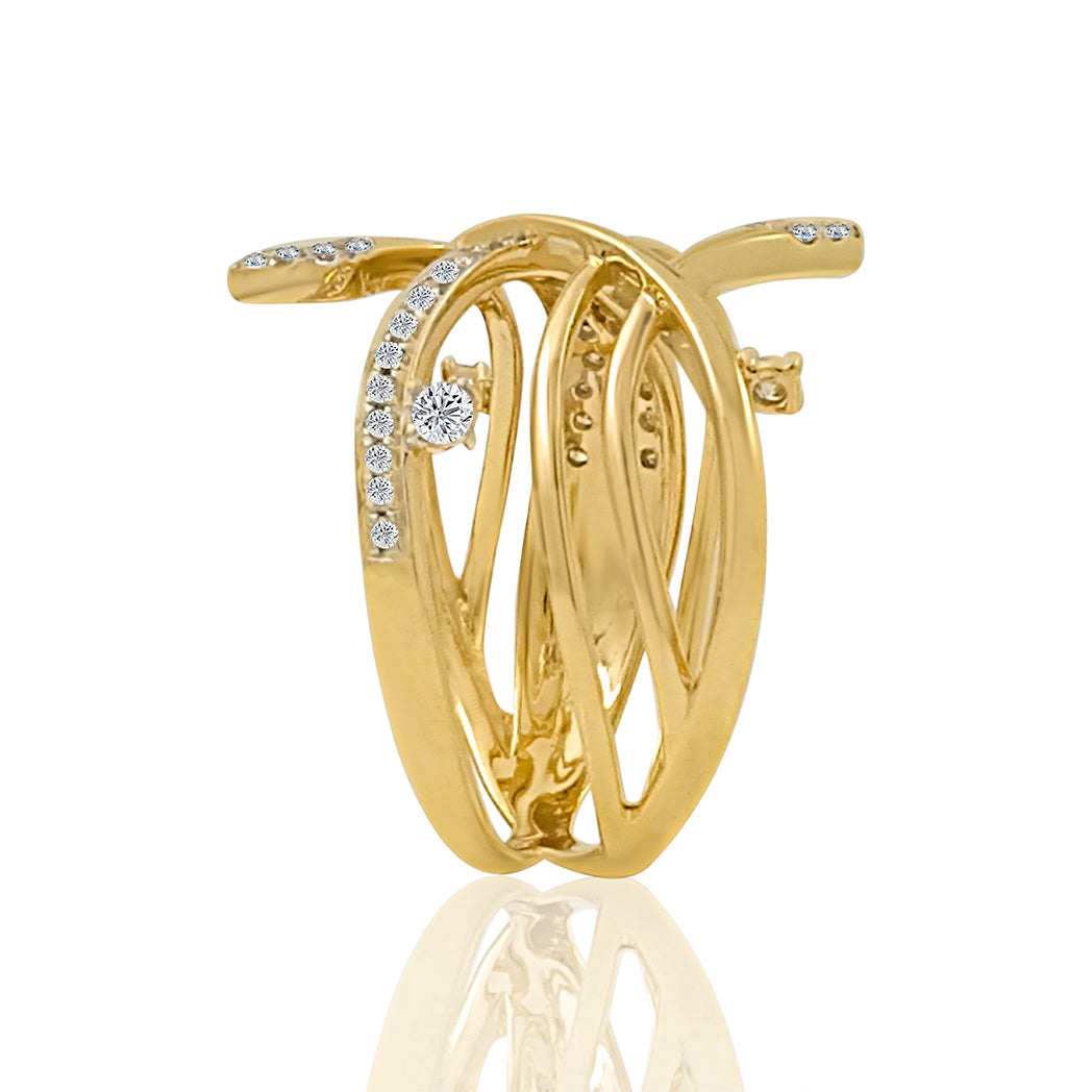 0.41 Ct GH/SI Natural Round Diamond Wedding Engagement Rings In 14K Yellow Gold