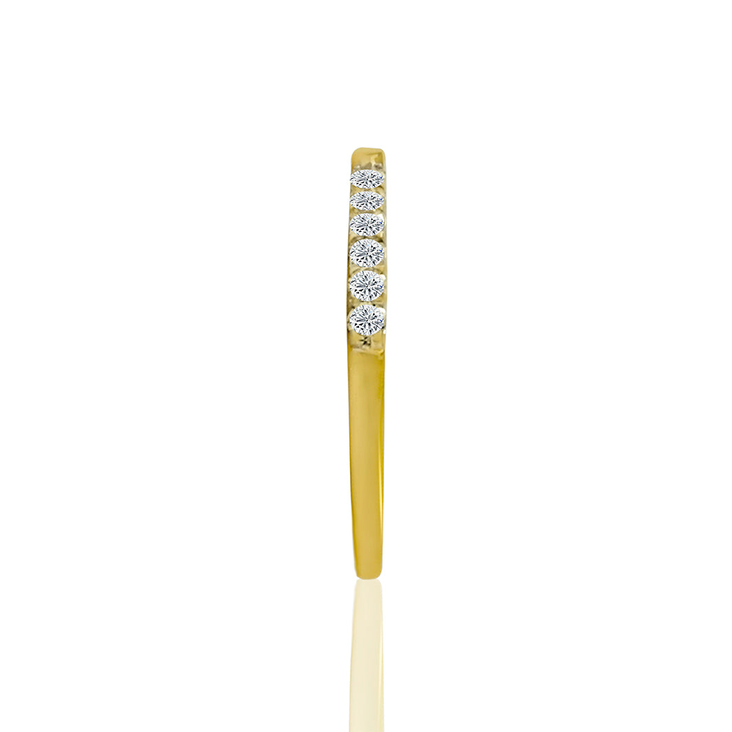 0.26 Ct Natural Diamond Wedding Band In 14K Solid Yellow Gold