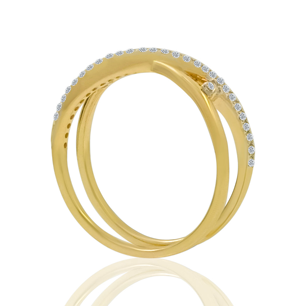 0.18 Ct Natural Diamond 14K Yellow Gold Twisted Shank Wedding Band Women Jewelry