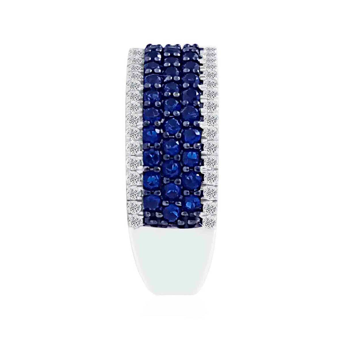 1.40 Carat Blue And White Diamond Wedding Band In 14K White Gold