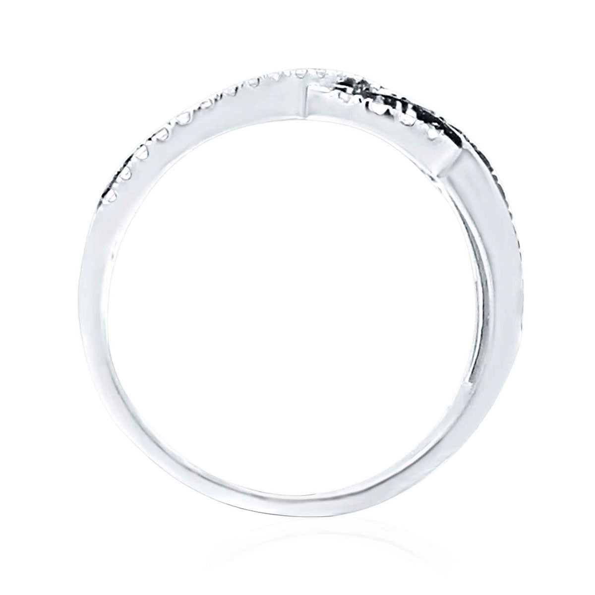 Elegant 0.41 Ct Blue & White Diamond Twisted Wedding Band in 14K White Gold