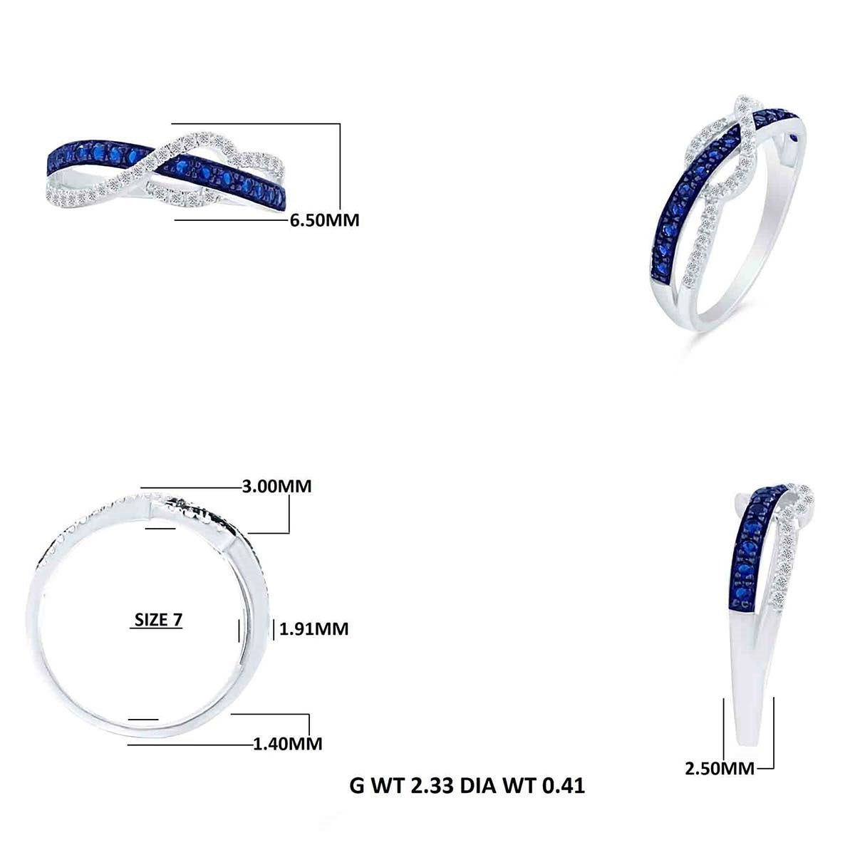 Elegant 0.41 Ct Blue & White Diamond Twisted Wedding Band in 14K White Gold