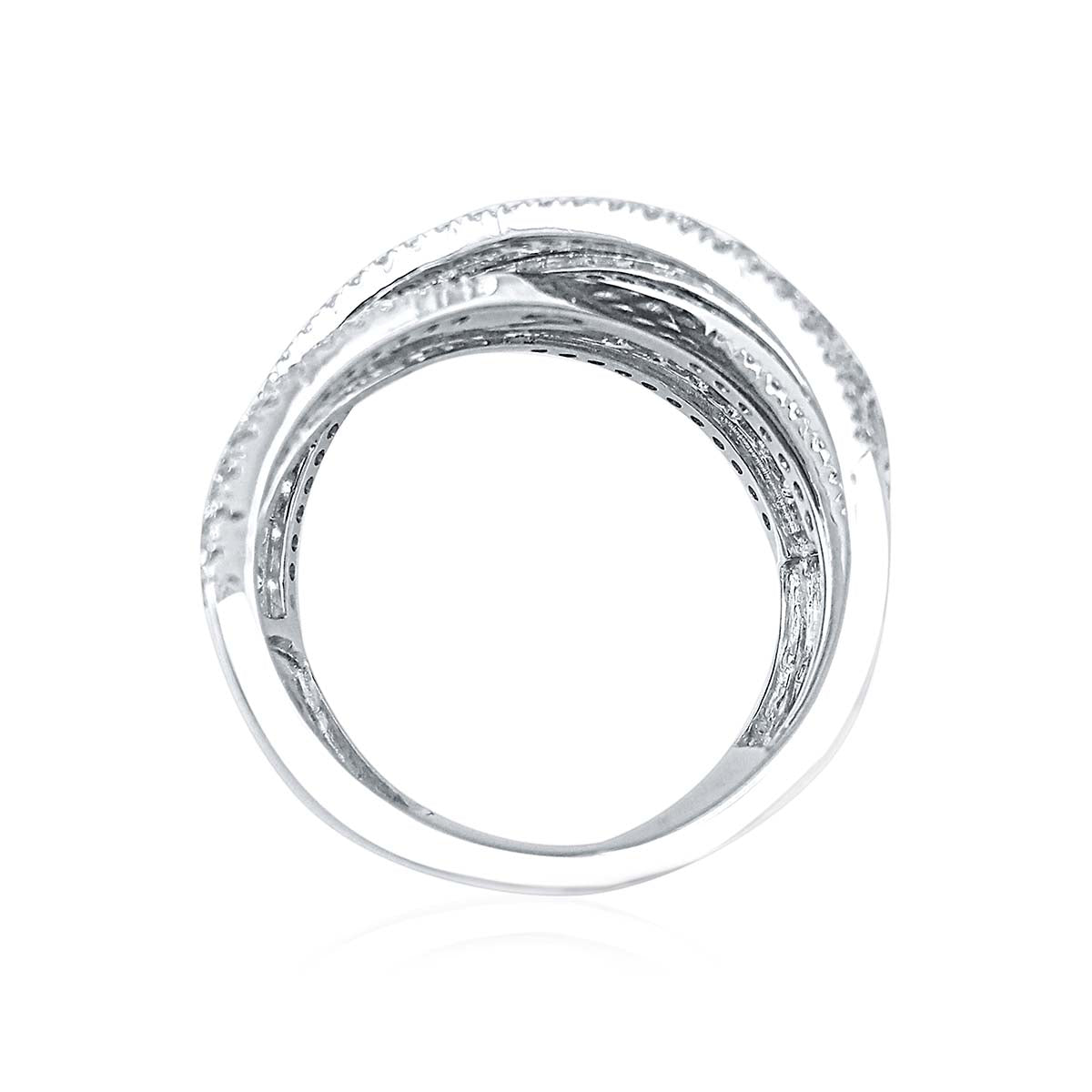 Stunning 1.60 Ct Diamond Criss Cross Wedding Ring in 14K White Gold