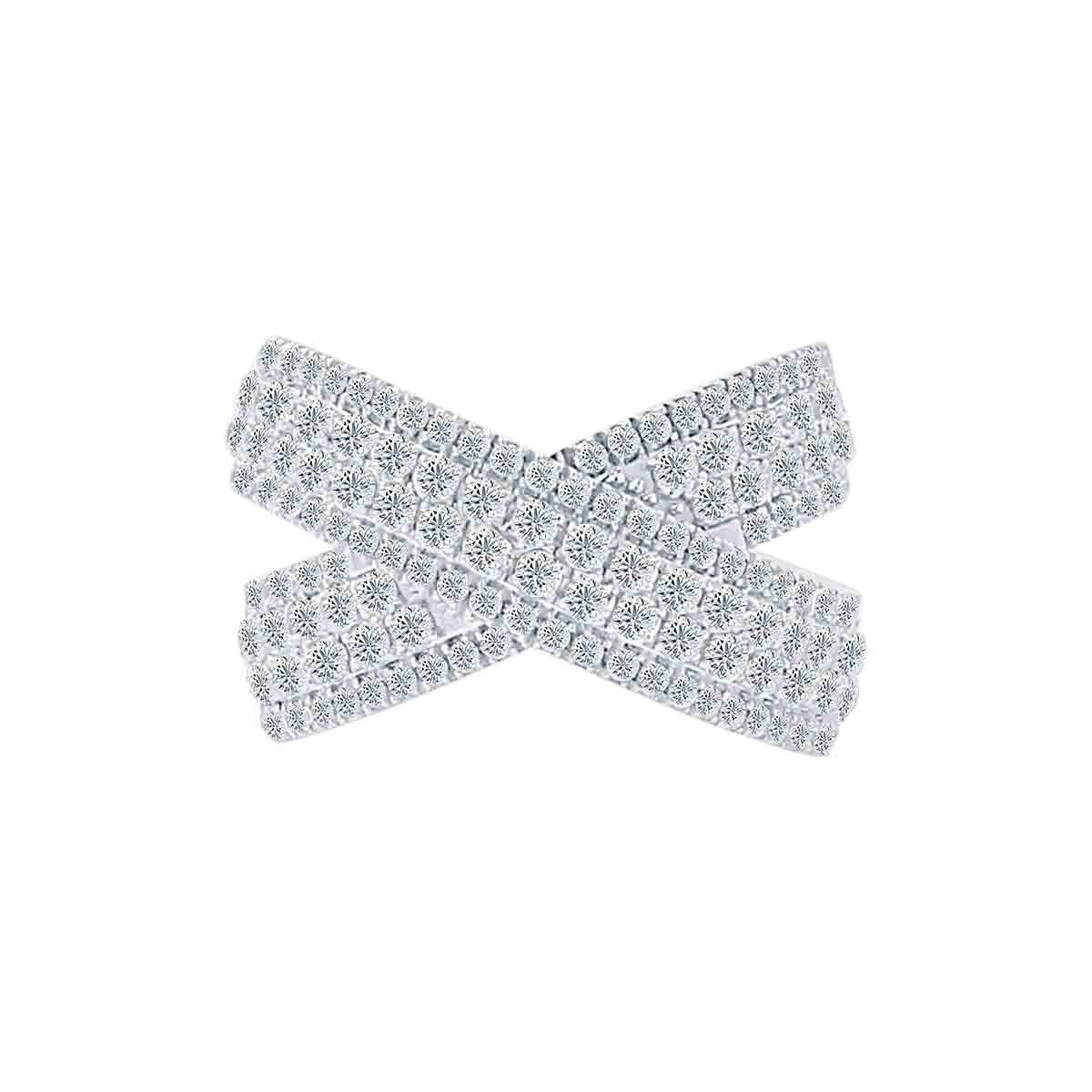 Stunning 1.60 Ct Diamond Criss Cross Wedding Ring in 14K White Gold