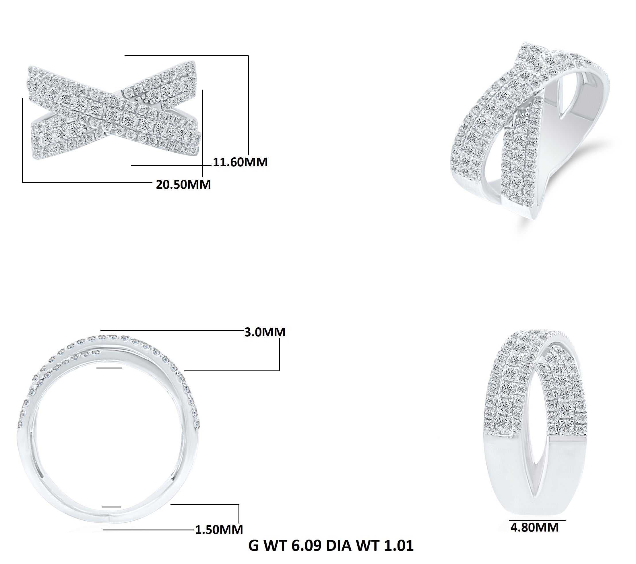 KohinoorGems Wedding Rings 1.00 Ct GH/SI Natural Diamond 14K White Gold