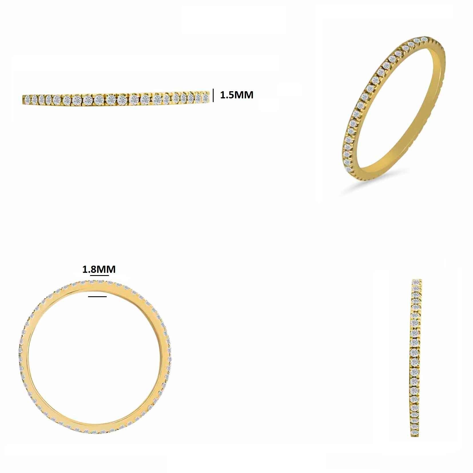 0.25 Ct Natural Diamond Wedding Band In 14K Yellow Gold Women Gift