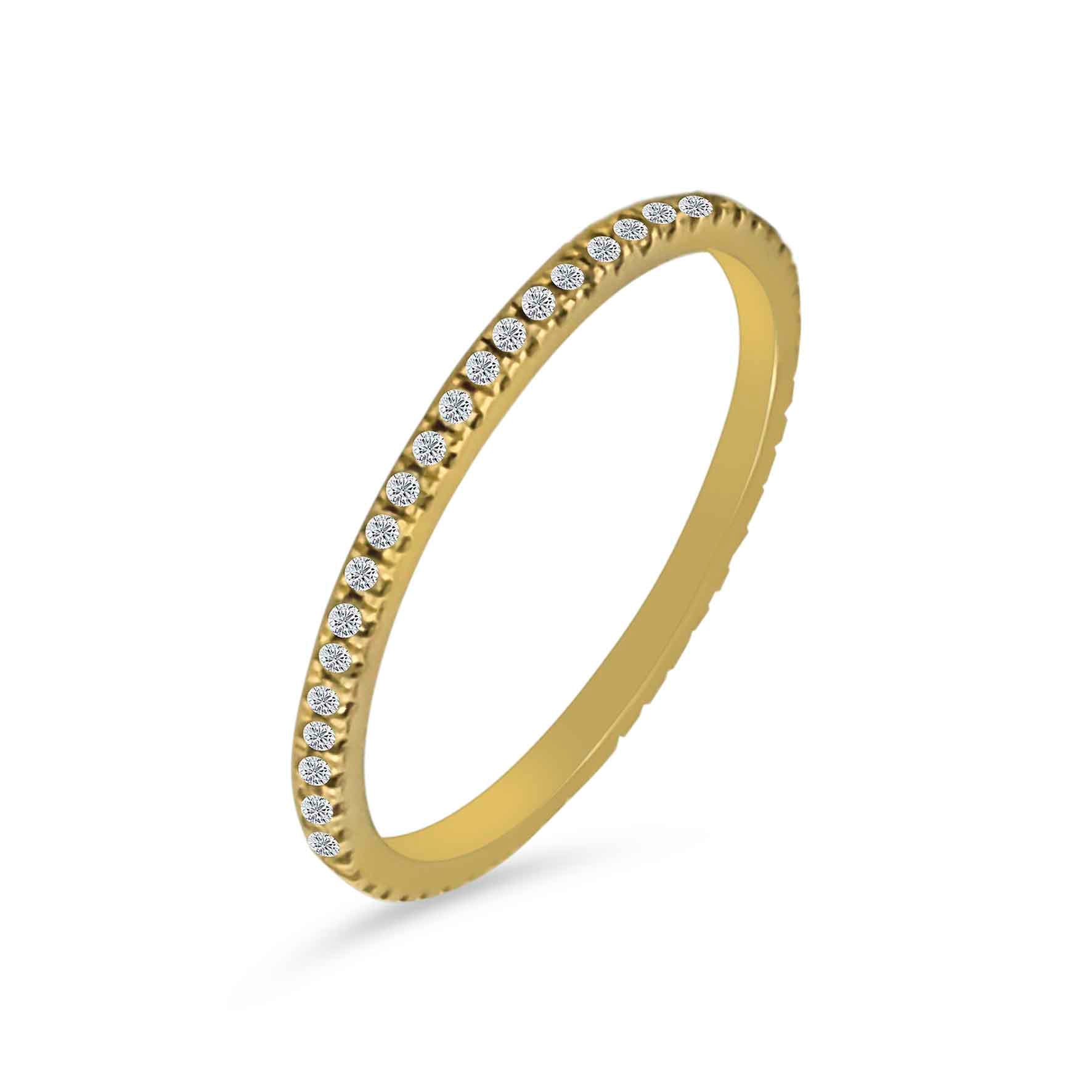 0.25 Ct Natural Diamond Wedding Band In 14K Yellow Gold Women Gift