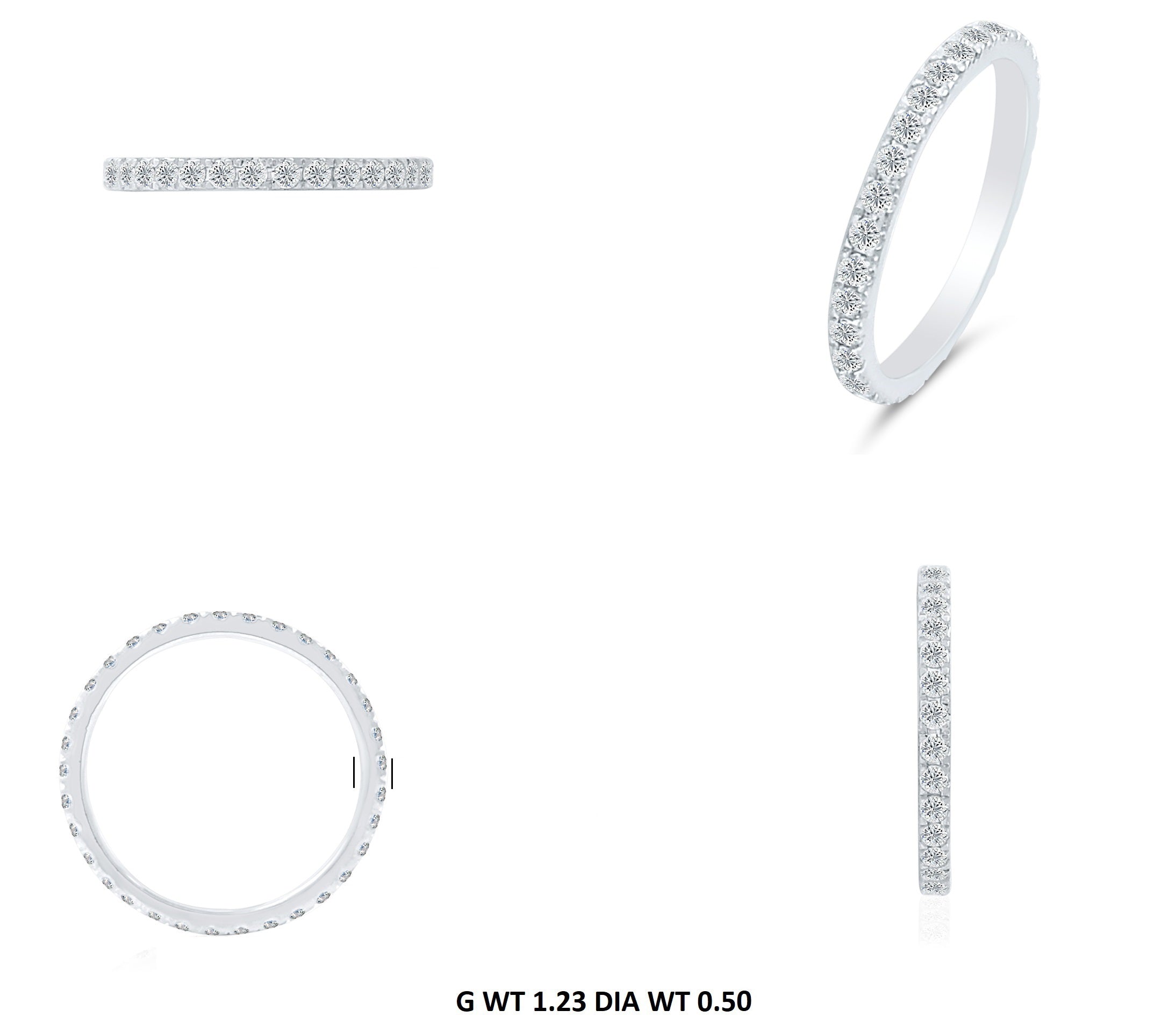0.50 Ct GH/SI Natural Diamond Full Eternity Wedding Band In 14K White Gold
