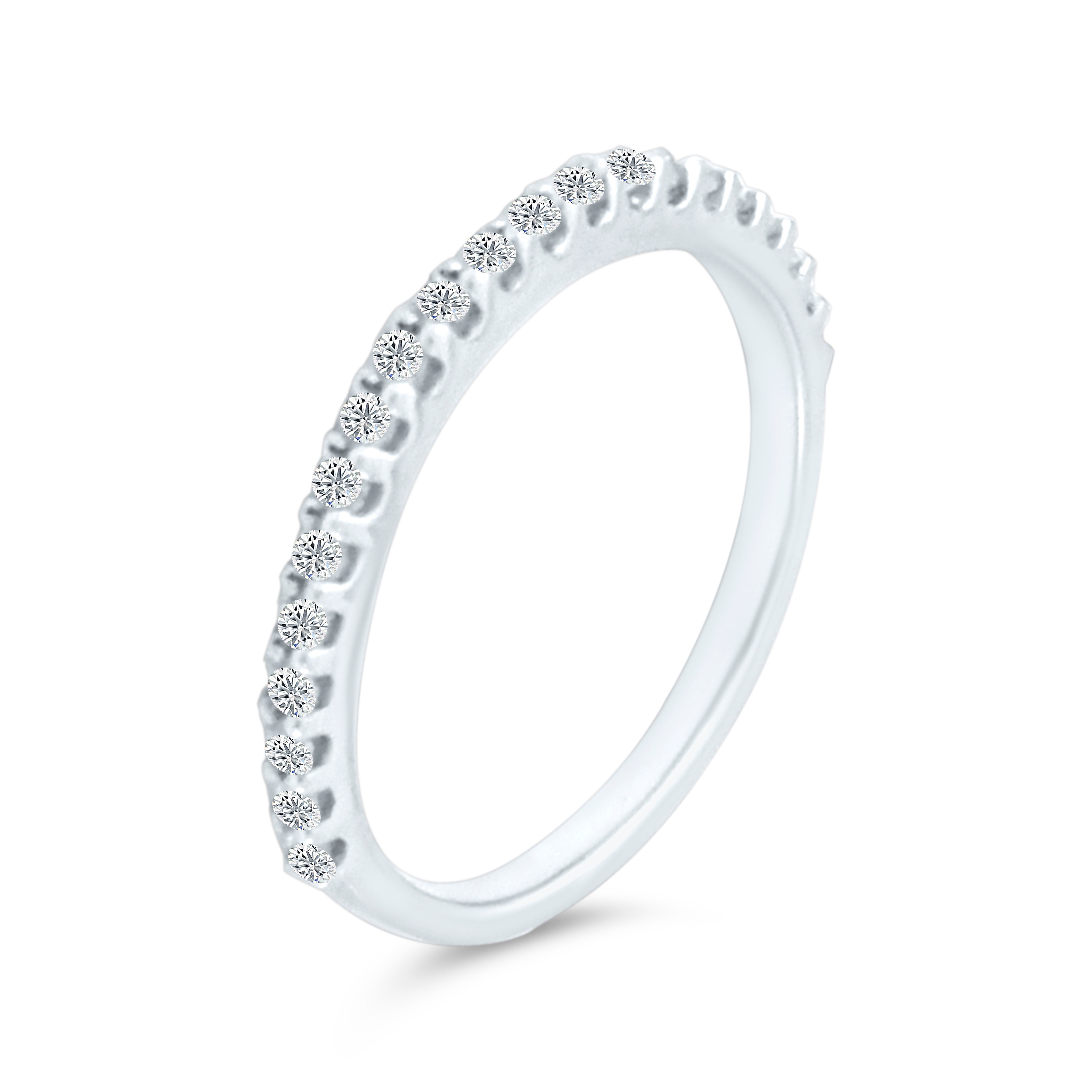 KohinoorGems 0.17 Ct Natural Diamond Wedding Band in 14K White Solid Gold