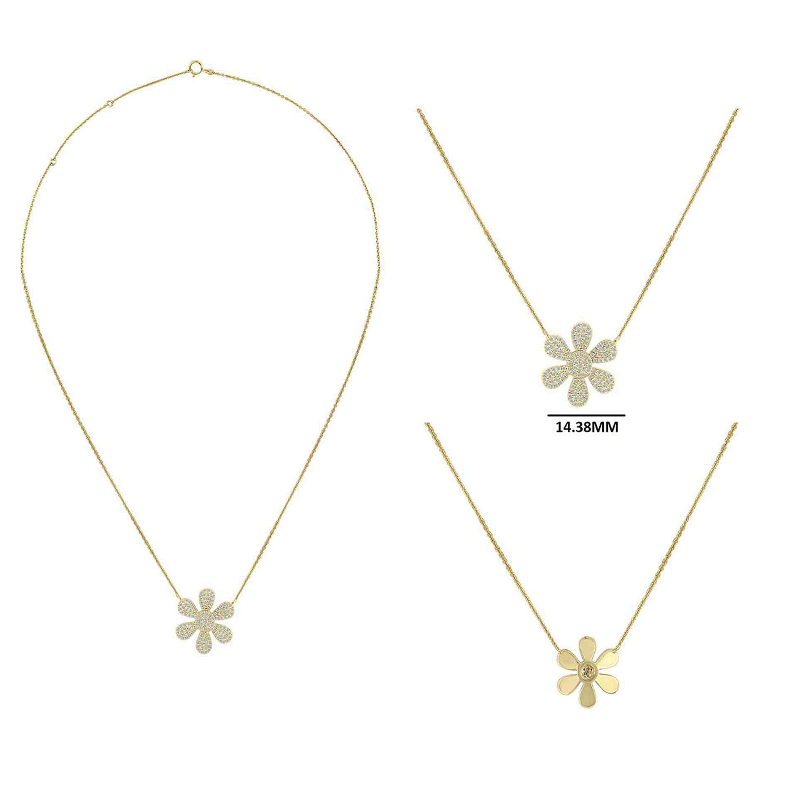 14K Yellow Gold 0.21 Carat GH/VS-SI Natural Diamond Adjustable Pendant Necklace