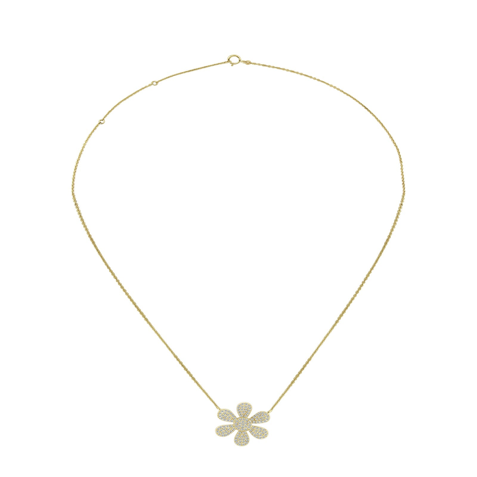 14K Yellow Gold 0.21 Carat GH/VS-SI Natural Diamond Adjustable Pendant Necklace