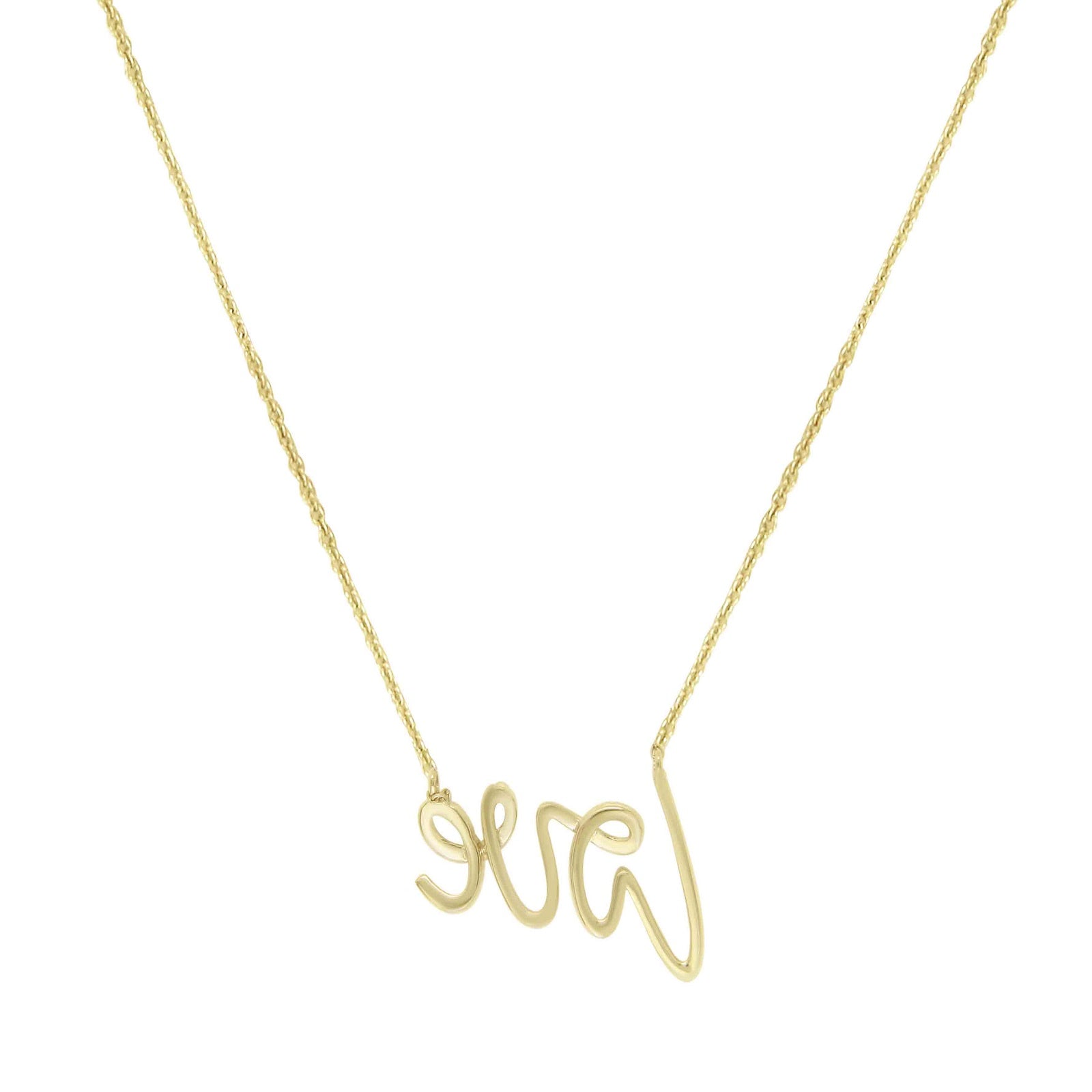 0.15 Ct GH/VS-SI Natural Diamond LOVE Pendant In 14K Yellow Gold With Chain