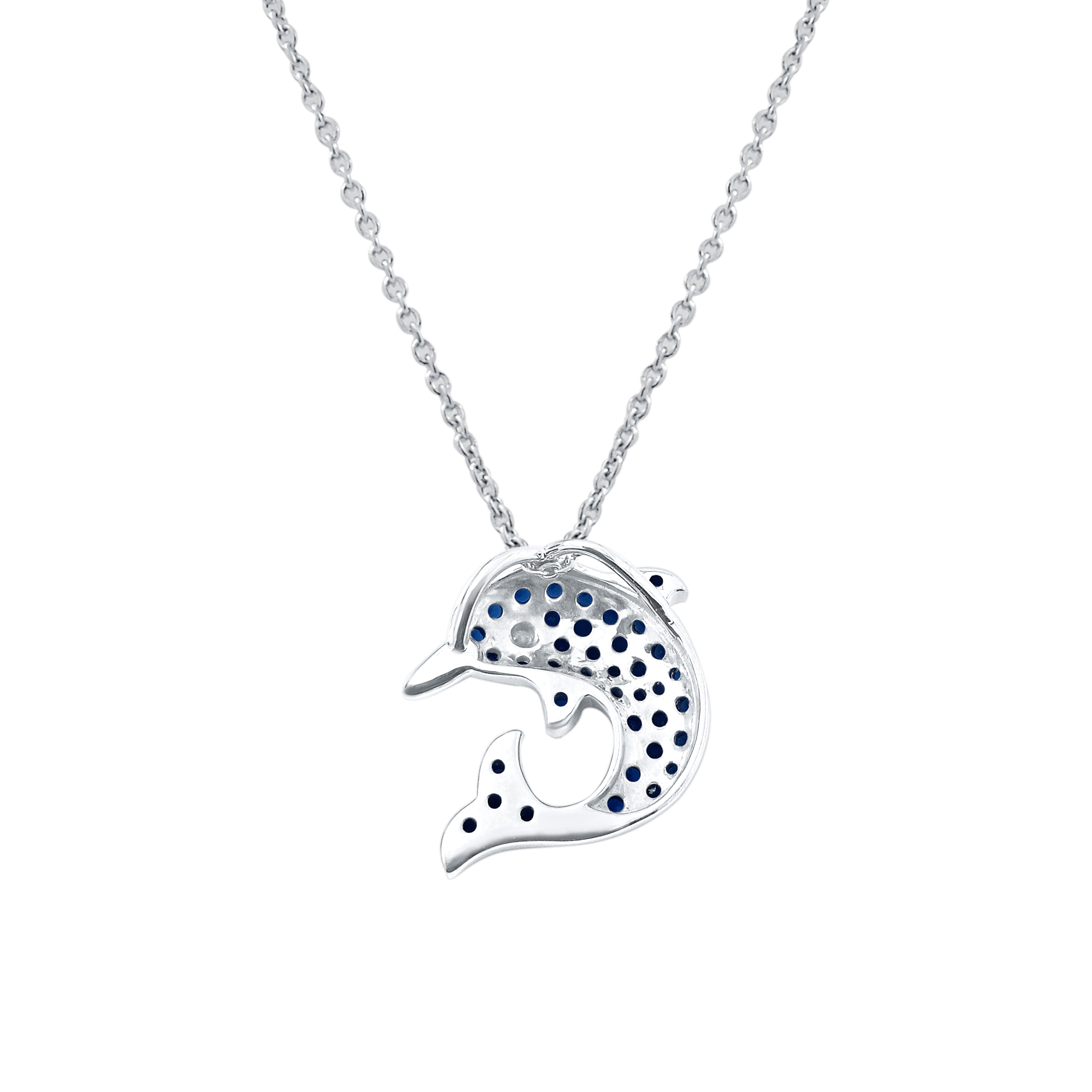 0.63 Ct Blue Diamond 14K White Gold Pendant Necklace With 18" Chain