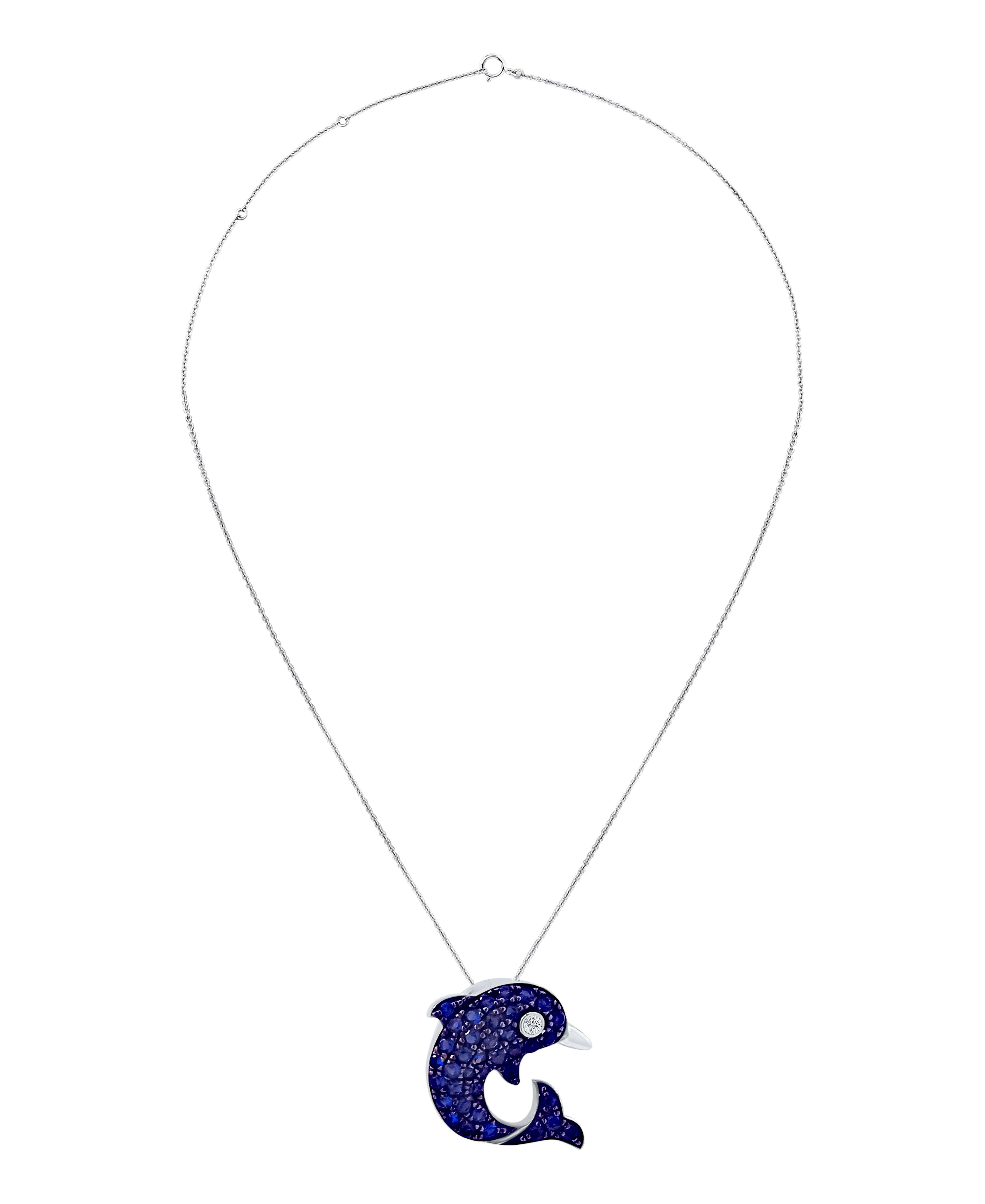 0.63 Ct Blue Diamond 14K White Gold Pendant Necklace With 18" Chain