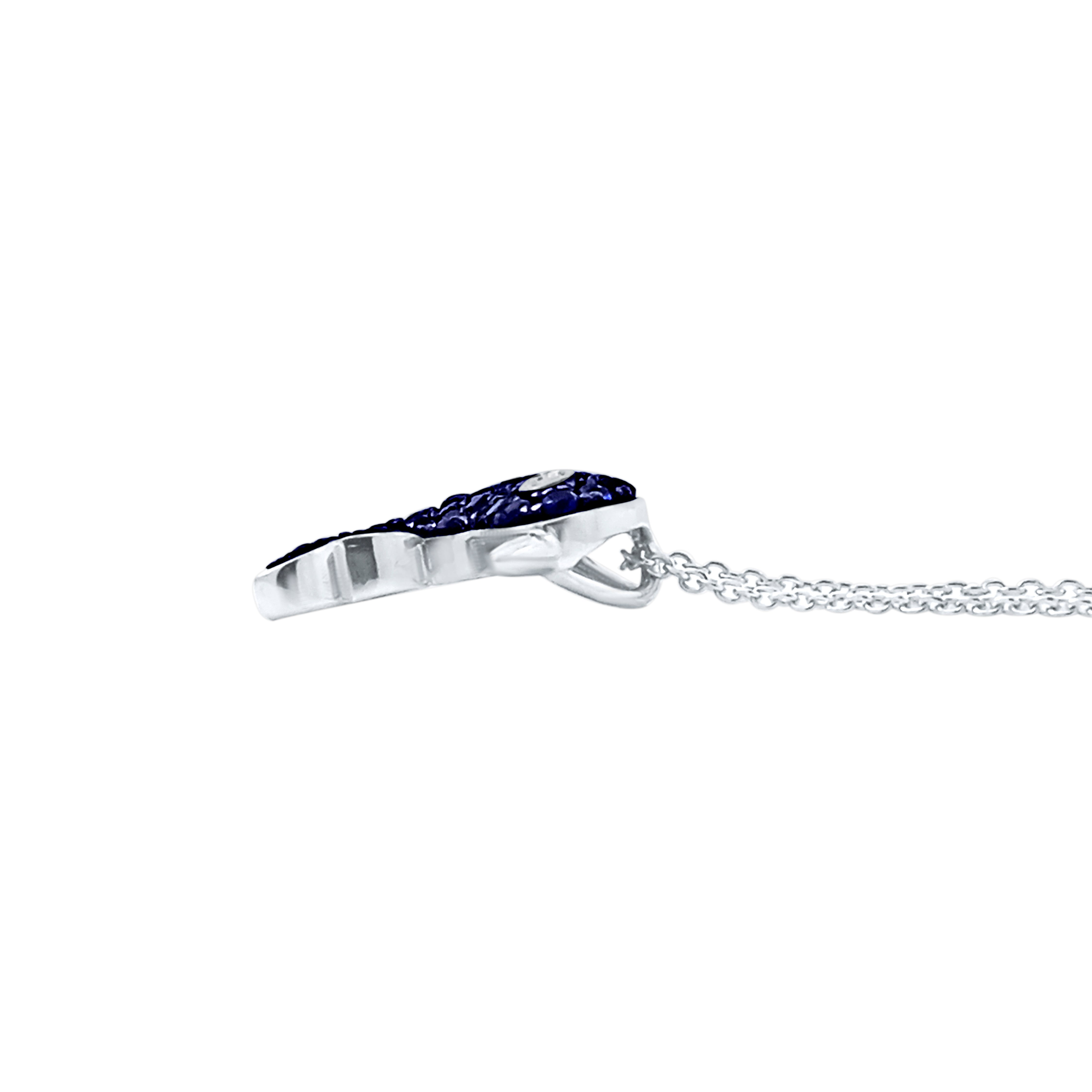0.63 Ct Blue Diamond 14K White Gold Pendant Necklace With 18" Chain