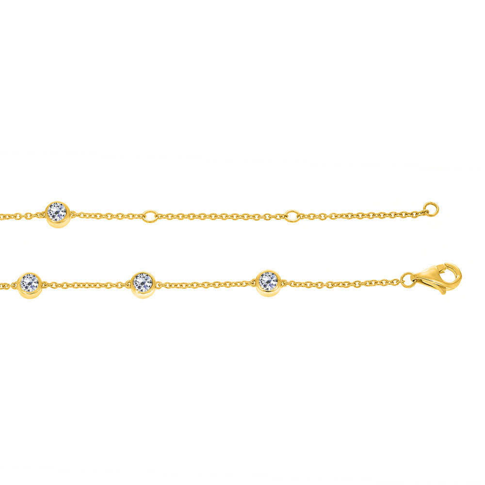 3.00 Ct Natural Bezel Diamond 14K Yellow Gold Adjustable Necklace For Women Jewelry