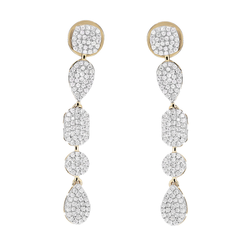 1.00 Ct Diamond Dangle Earrings In 14K White & Yellow Gold With Backs