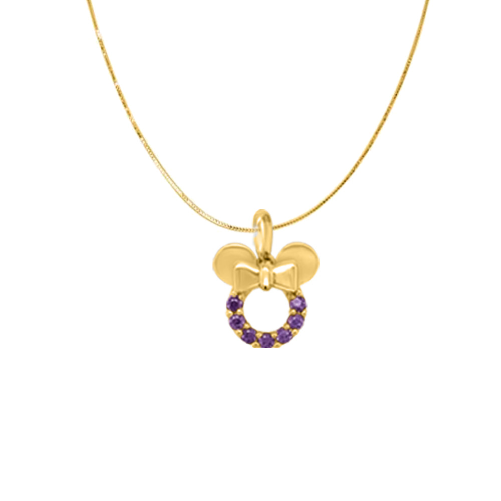 14K Yellow/ White Gold Amethyst Gemstone Pendant Necklace with 18" Box Chain
