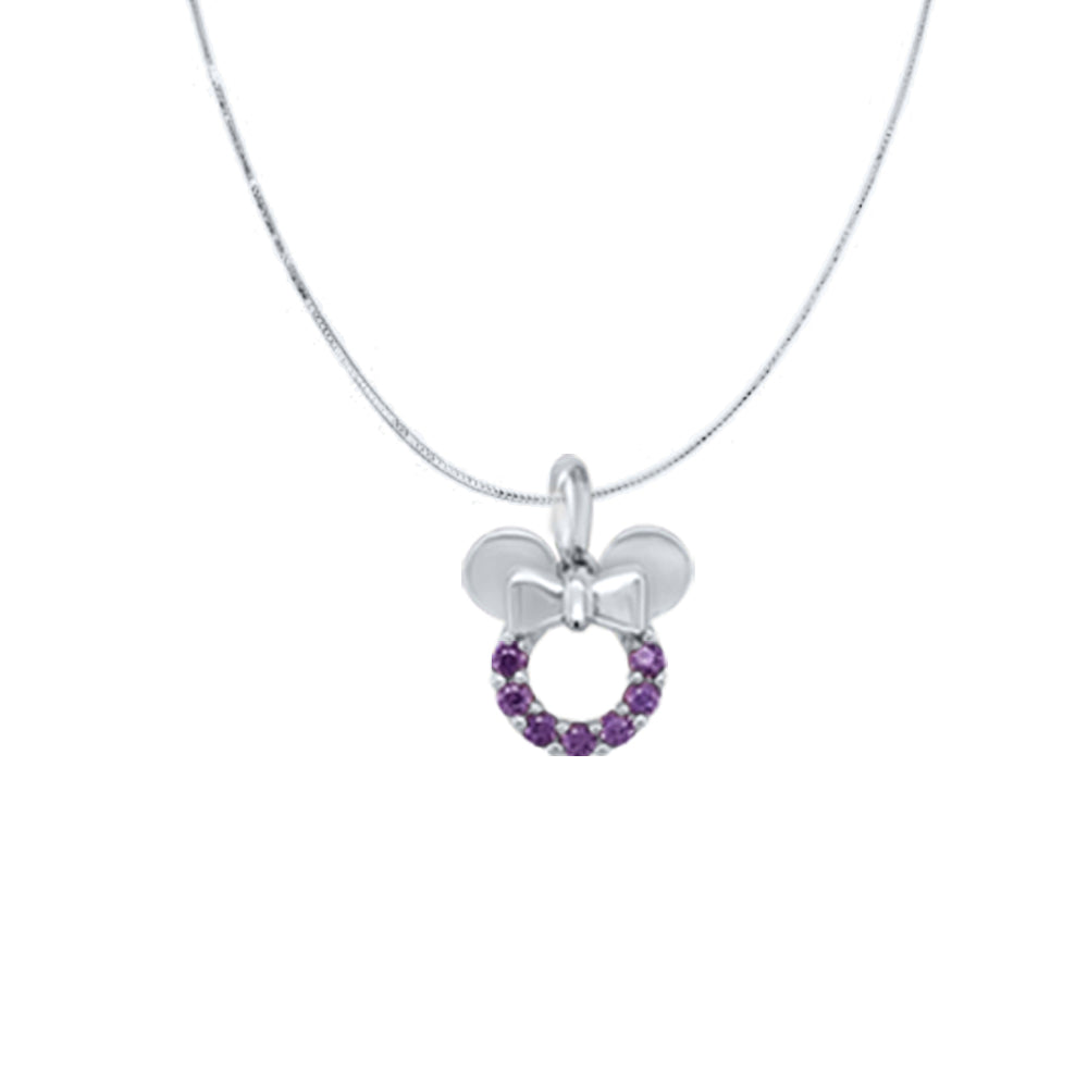 14K Yellow/ White Gold Amethyst Gemstone Pendant Necklace with 18" Box Chain