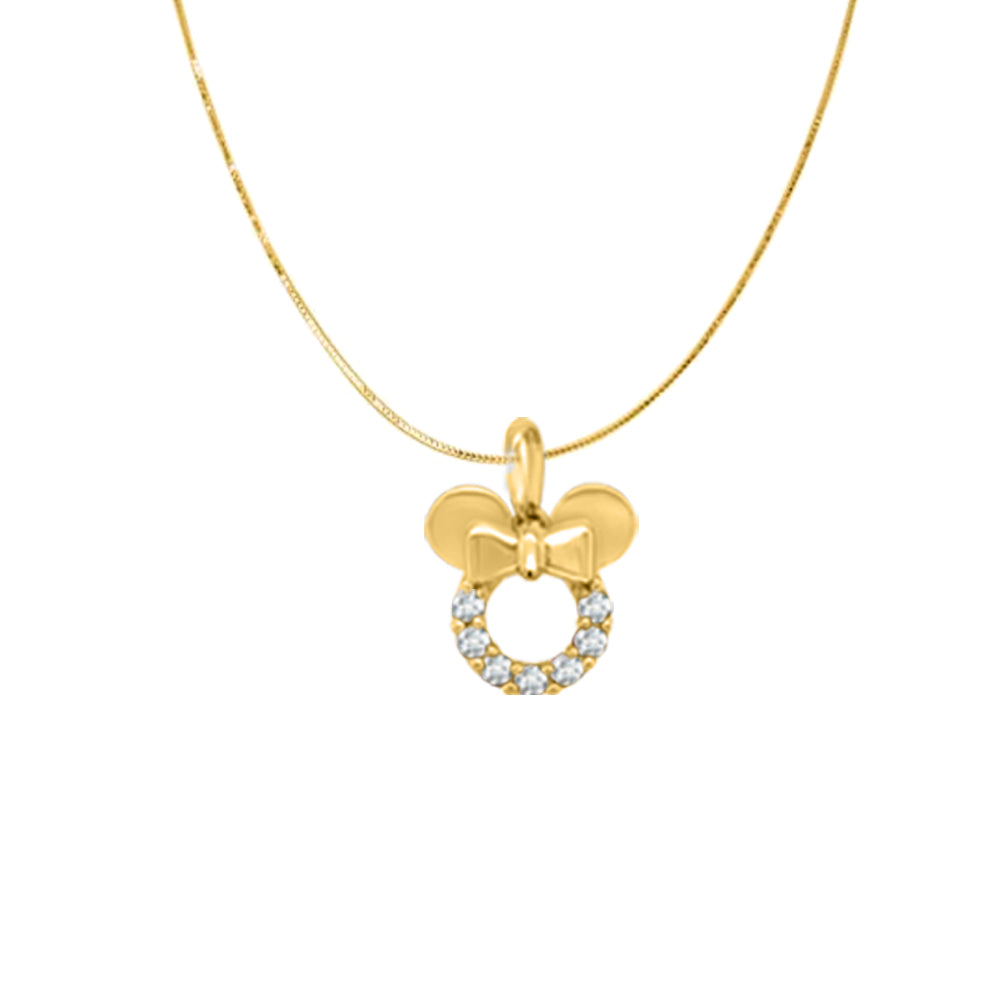 14K Solid Yellow Gold Cubic Zirconia Pendant Necklace with 18" Box Chain