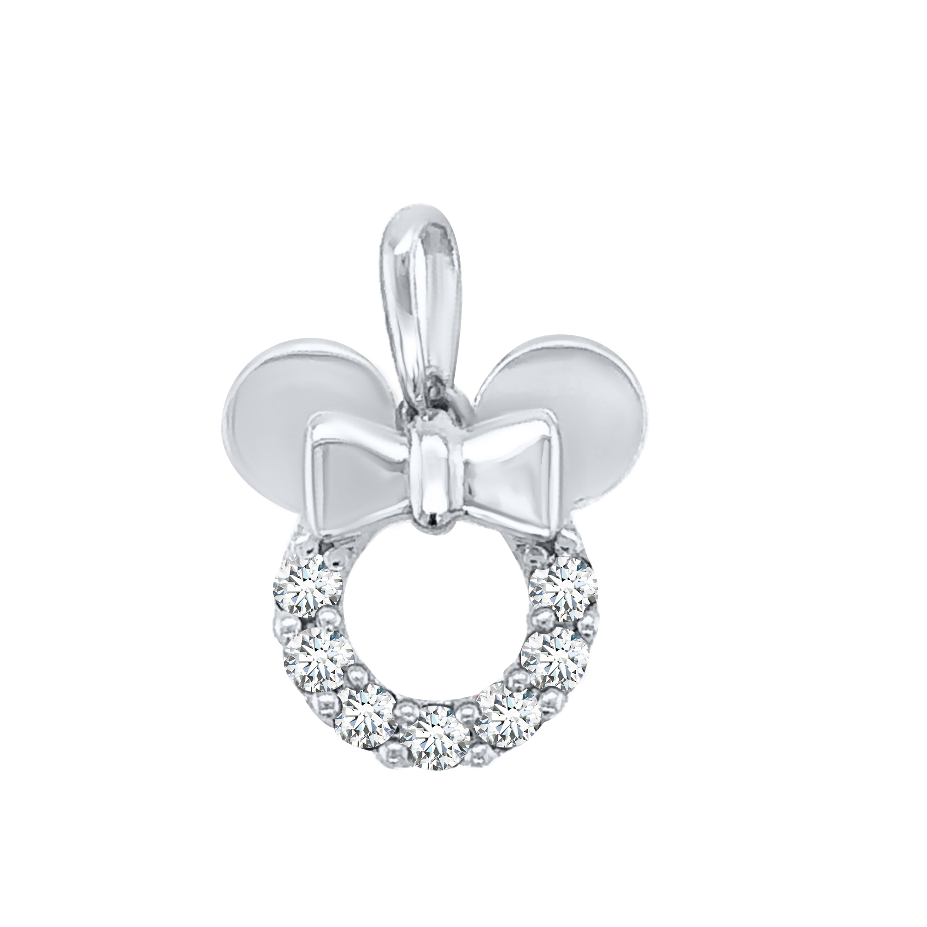 14K Solid White Gold Cubic Zirconia Pendant Necklace with 18" Box Chain
