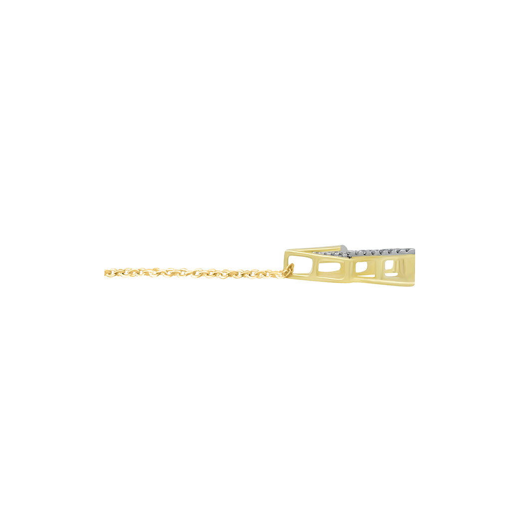 0.17 Ct Natural Diamond Triangles Pendant In 14K Yellow Gold