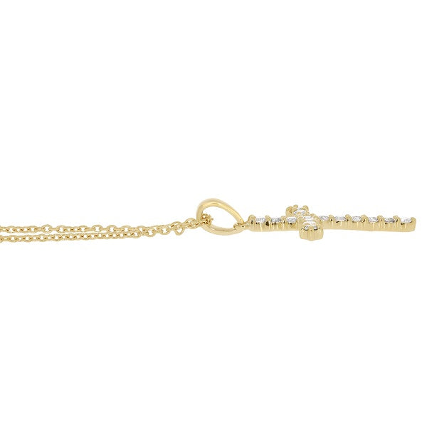 0.50 Ct Natural Diamond Cross Pendant In 14K Yellow Gold With 18" Chain