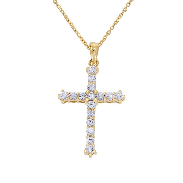 0.50 Carat GH/SI1 Natural Diamond Cross Pendant With 18" Chain Jewelry
