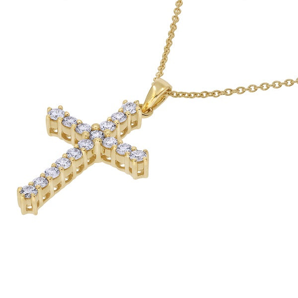 0.50 Carat GH/SI1 Natural Diamond Cross Pendant With 18" Chain Jewelry