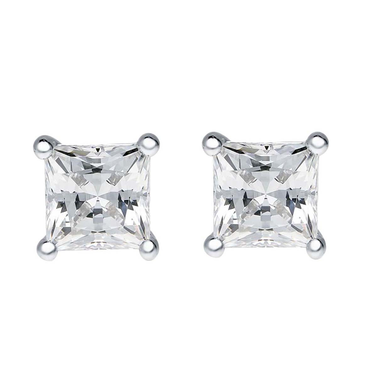 0.30 Ct Diamond 14K White & Yellow Gold Prong Set Princess Stud Earrings