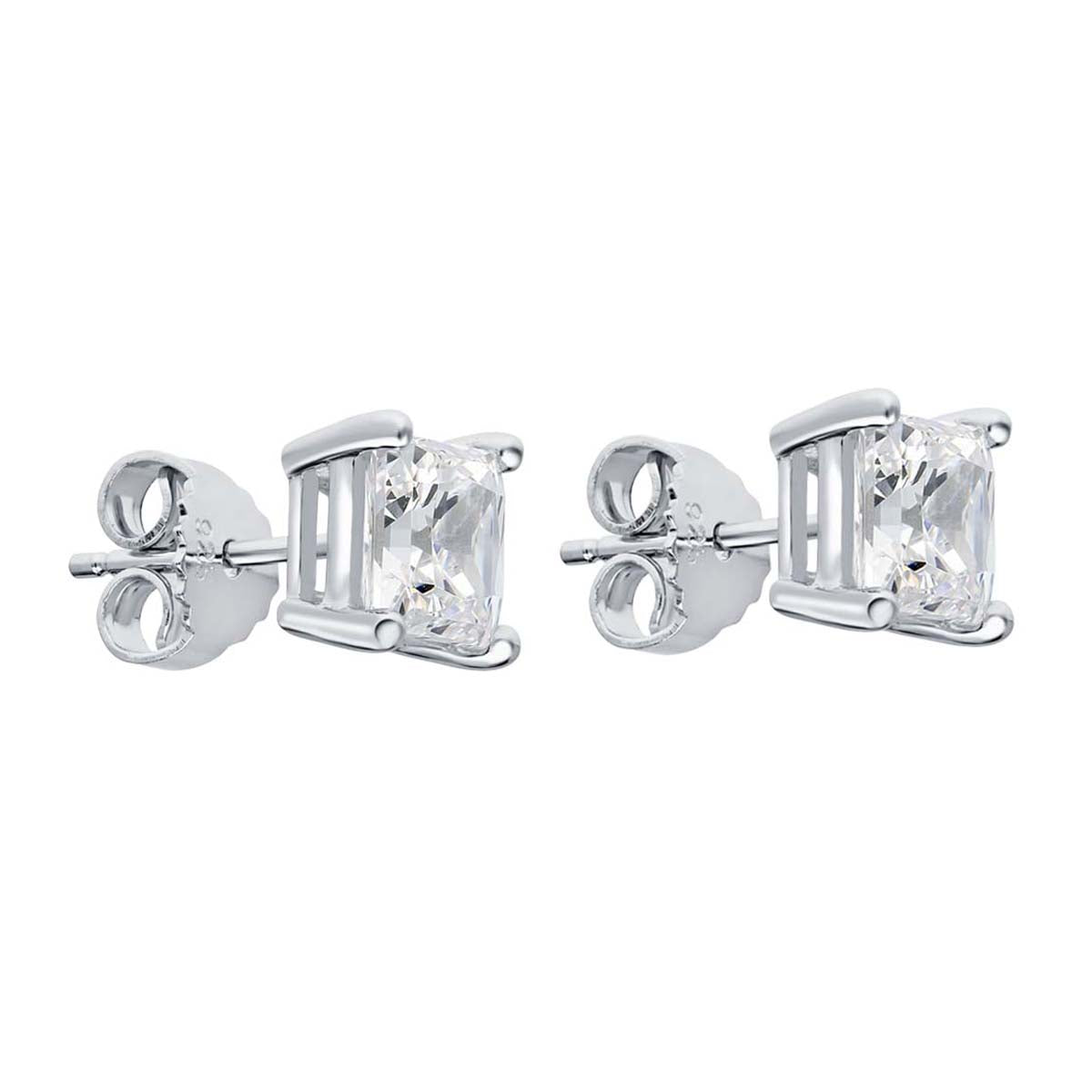 Stud Earrings 0.60 Ct Princess FG/VVS1 Quality Diamond In 14K  White & Yellow Gold