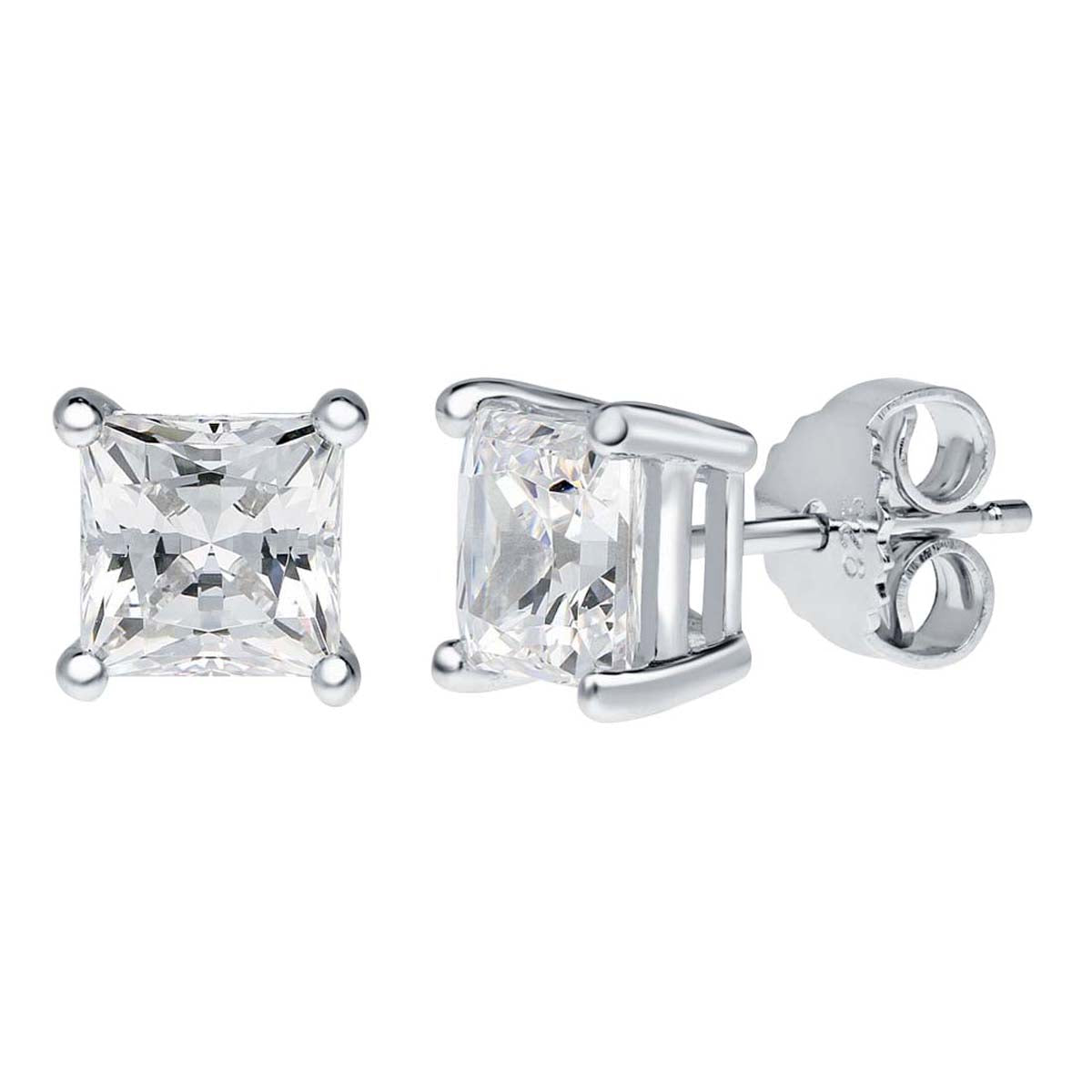 0.30 Ct Diamond 14K White & Yellow Gold Prong Set Princess Stud Earrings
