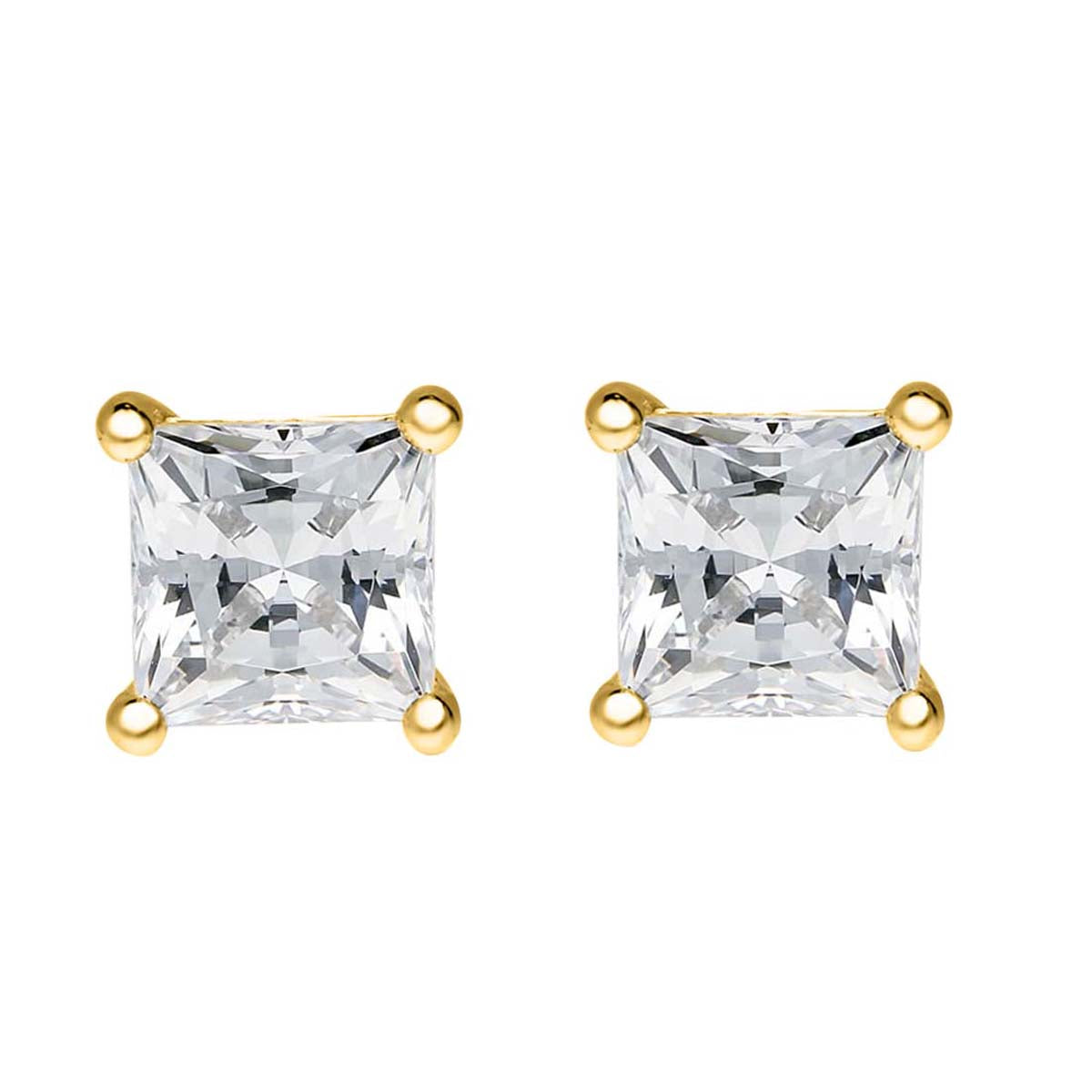 0.30 Ct Diamond 14K White & Yellow Gold Prong Set Princess Stud Earrings