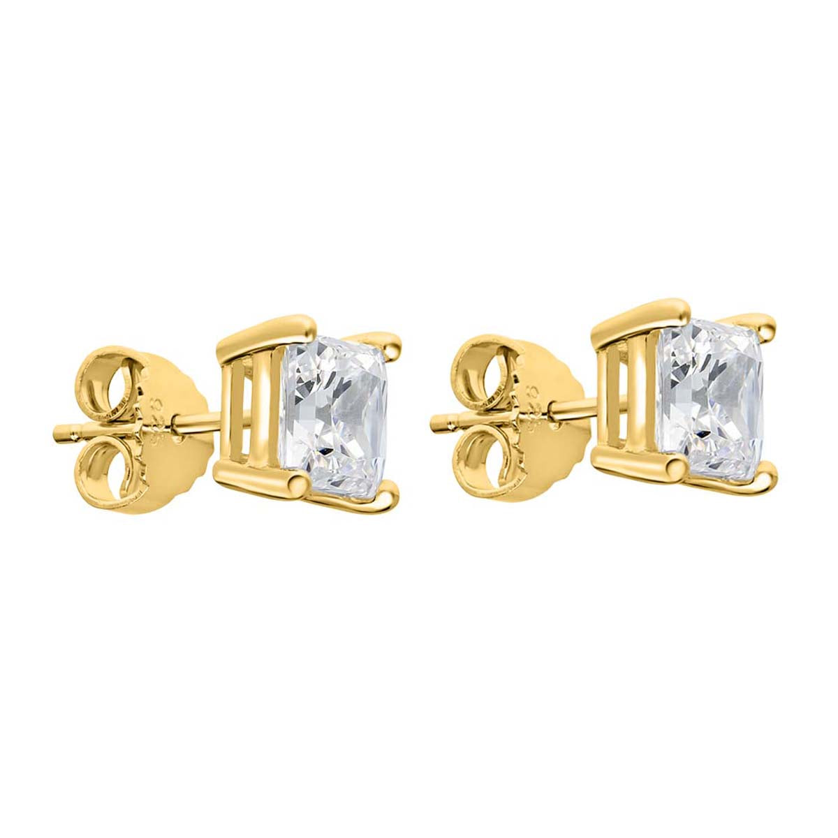 0.40 Ct Princess Cut Diamond Stud Earrings In 14K White & Yellow Gold
