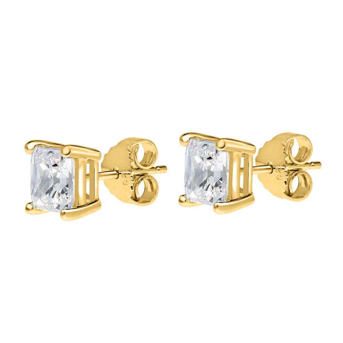 0.30 Ct Diamond 14K White & Yellow Gold Prong Set Princess Stud Earrings