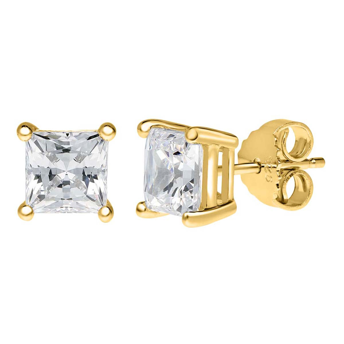 0.30 Ct Diamond 14K White & Yellow Gold Prong Set Princess Stud Earrings