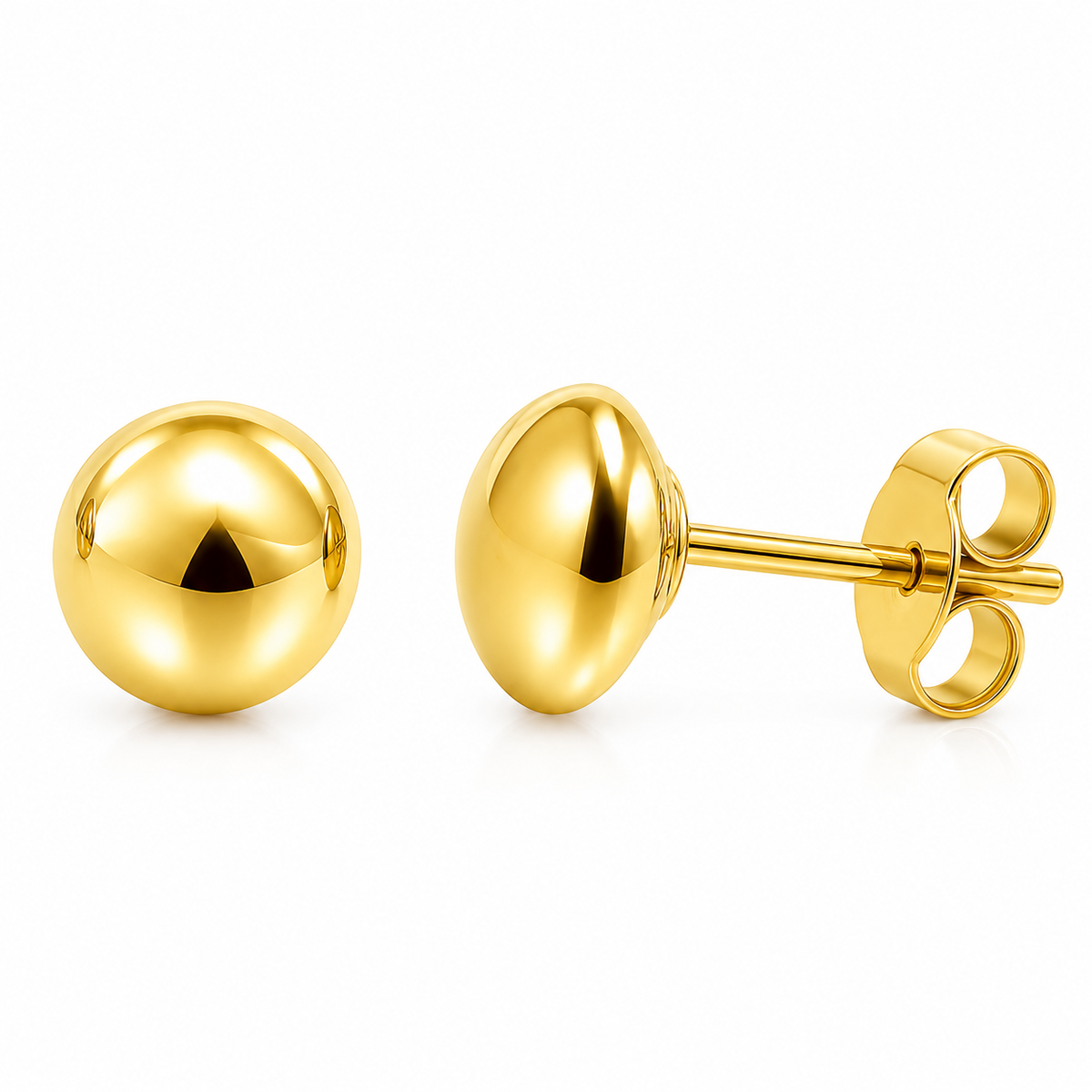 4.5mm 14k Yellow Gold Flat Ball Stud Earrings With Secure Backs