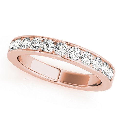 Wedding Band 1/5 Carat Round Diamond Channel Set In 14K Solid Rose Gold Jewelry