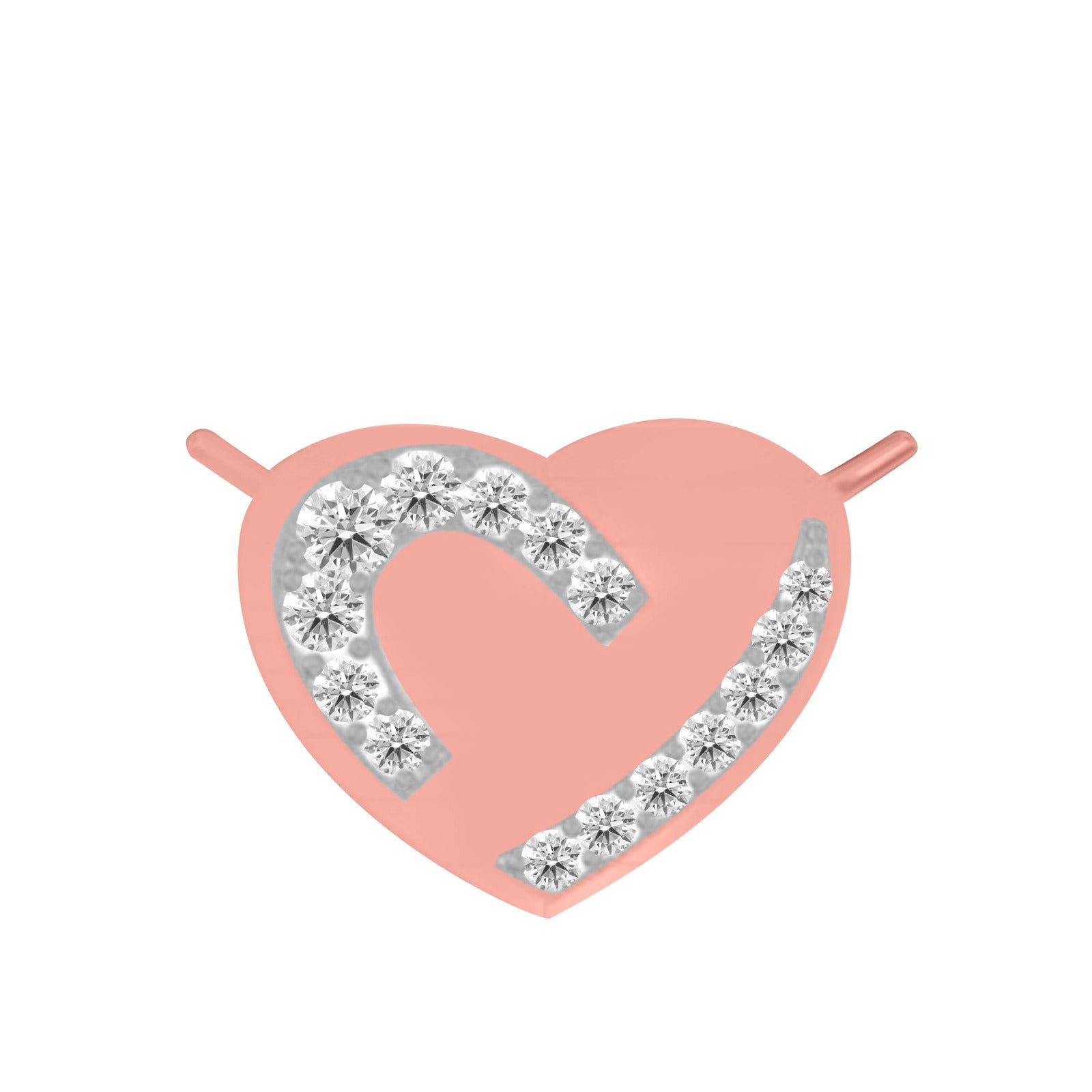 10K White Rose & Yellow Gold 0.11 Carat Natural Diamond Heart Shape Necklace Pendnat