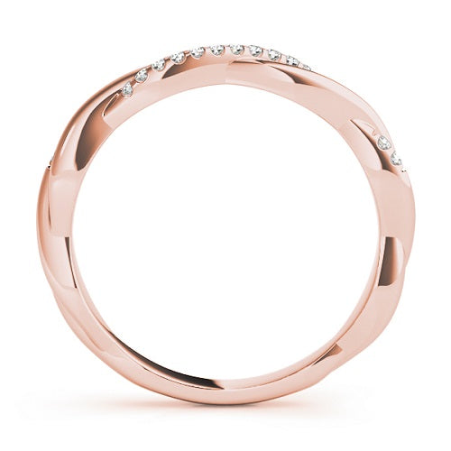 0.10 Carat Round Diamond Twisted Wedding Band In 10K Rose Solid Gold